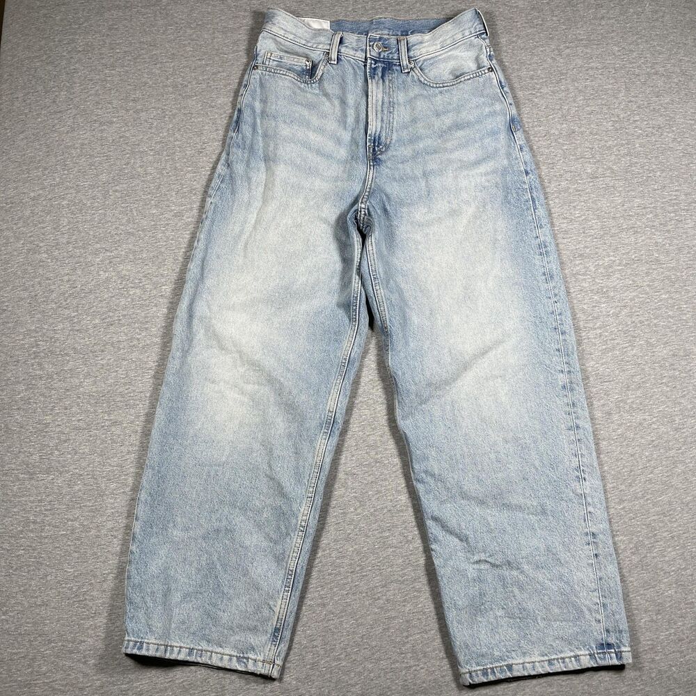 H&M Jeans Mens 29x32 Blue Light Wash Baggy Wide-Leg Relaxed Zip Fly Skater Y2K
